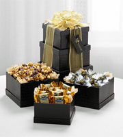 The FTD Exclusive Ebony and Gold Tower of Goodies