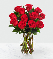 Premium Red Rose Bouquet with Vase - 12 Stems
