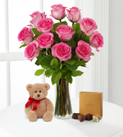 Pink Roses with Bear & Godiva