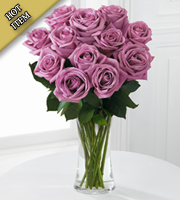 Lavender Rose Bouquet - 12 Stems of 20-inch Roses - VASE INCLUDED