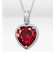 Joyful Heart Created Ruby & Created White Sapphire Sterling Silver Pendant