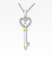 Key to My Heart Sterling Silver Pendant with 14kt Gold & Diamond Accents