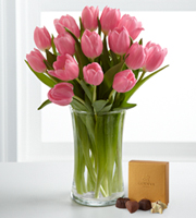 Pink Prelude Tulip Bouquet with Chocolates